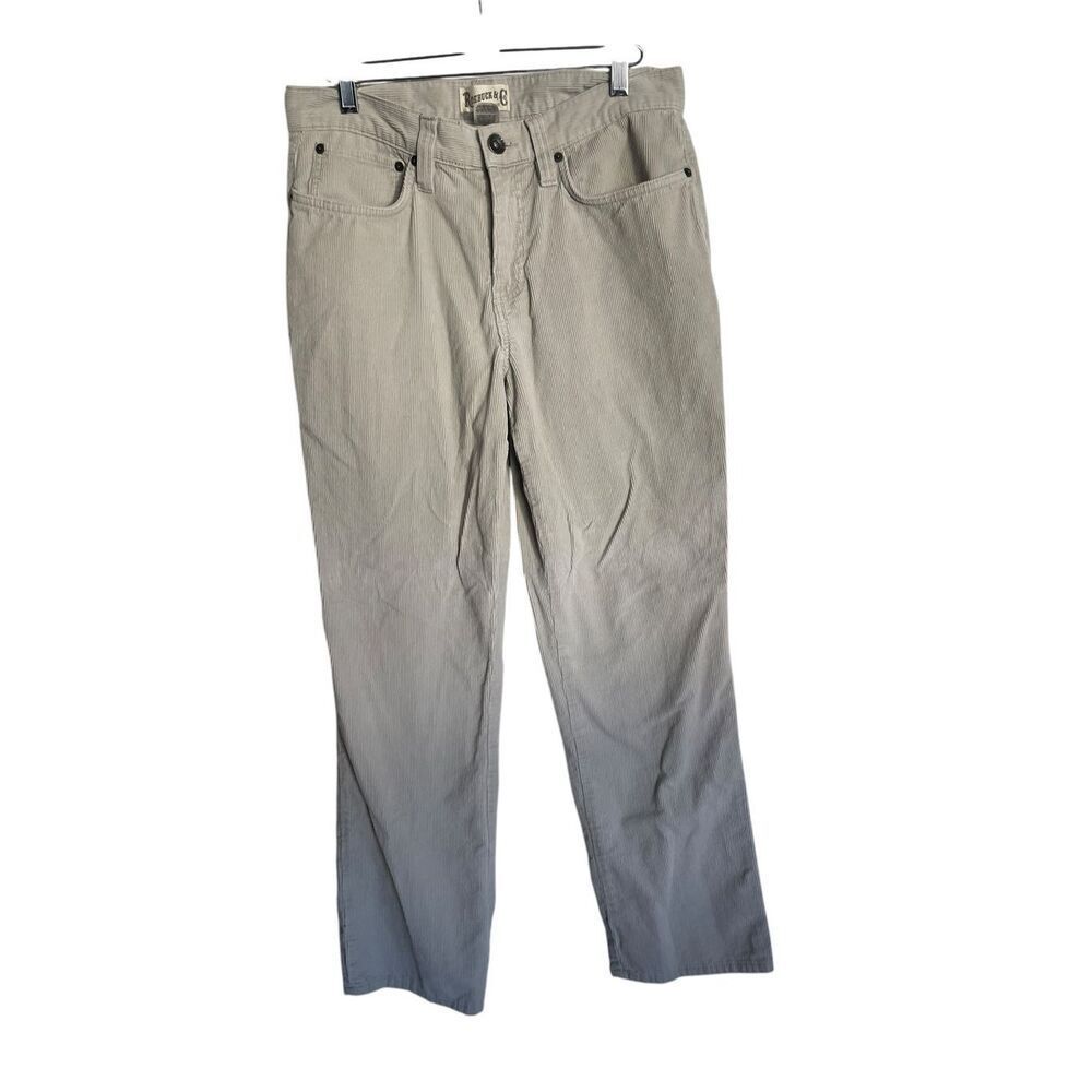 Roebuck & Co Mens Cream Five Pocket Slim Straight Corduroy Casual Pants 30x30
